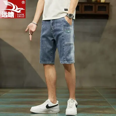 2023新款5分牛仔短裤男夏季薄款潮牌宽松直筒弹力韩版中裤子男款商品大图
