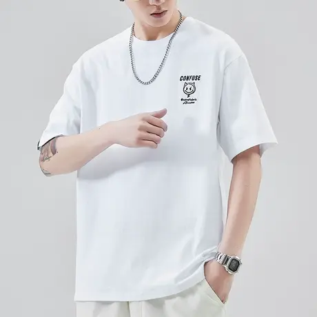 夏季高级感情侣装t恤男生2024新款圆领短袖体恤男士纯棉短t上衣服商品大图