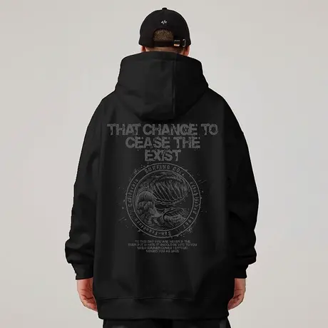 美式复古潮牌嘻哈大码卫衣男装纯棉重磅做旧高街外套加绒加厚秋冬商品大图