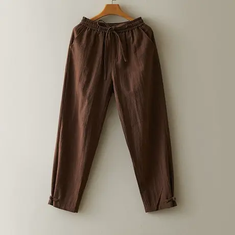 苎麻休闲裤男宽松直筒长裤2023季新款棉麻大码男士长裤中国风裤子商品大图