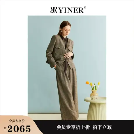 YINER音儿女装秋季法式优雅都市通勤风羊毛休闲外套图片