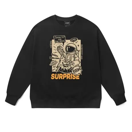 圆领长袖卫衣上衣宽松美式潮牌宇航员印花ins爆款落肩国潮套头衫图片