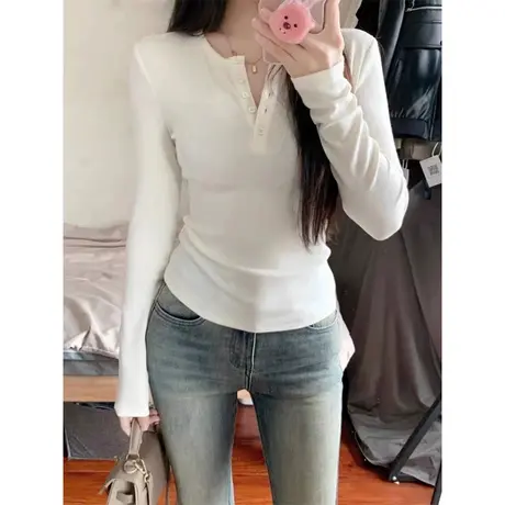 打底衫女内搭德绒磨毛保暖长袖T恤韩版修身显瘦辣妹紧身上衣ins潮商品大图