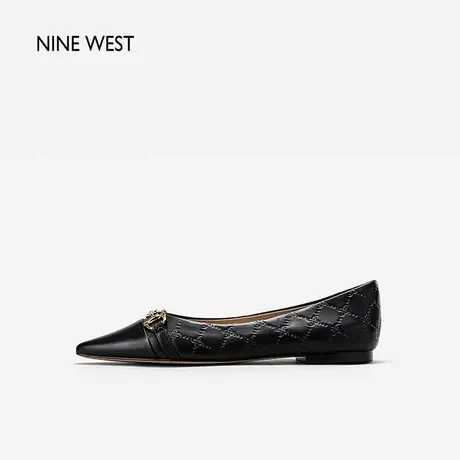 Nine West/玖熙复古金属扣2023年秋季新款通勤经典舒适尖头单鞋女商品大图