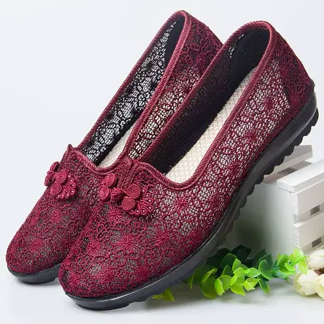 老年鞋女妈妈款夏季凉鞋女式大码软底透气网鞋女款奶奶布鞋镂空鞋商品大图