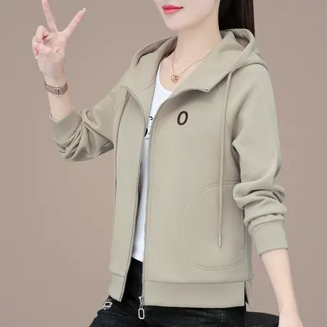 连帽卫衣外套女春秋2023新款时尚休闲运动服上衣洋气减龄拉链开衫图片