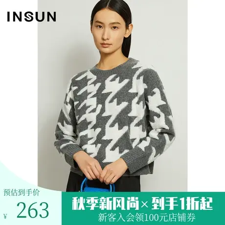 恩裳冬季简约修身立领套头长袖毛针织衫打底衫女图片