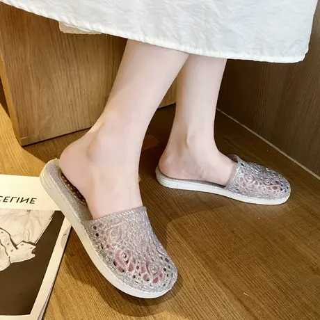 透明镂空女士下雨天塑料防水鞋雨鞋女款防滑短筒低帮水鞋晴雨拖鞋商品大图