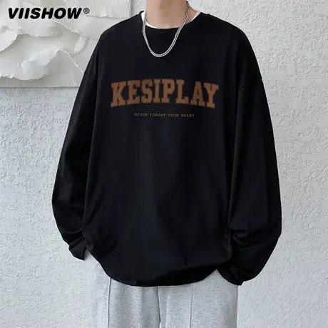 VIISHOW长袖t恤男春秋cityboy简约日系复古字母印花打底衫上衣商品大图