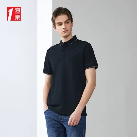 海一家时尚简约翻领短袖2023夏季新款品质有型休闲男士POLO衫商品大图