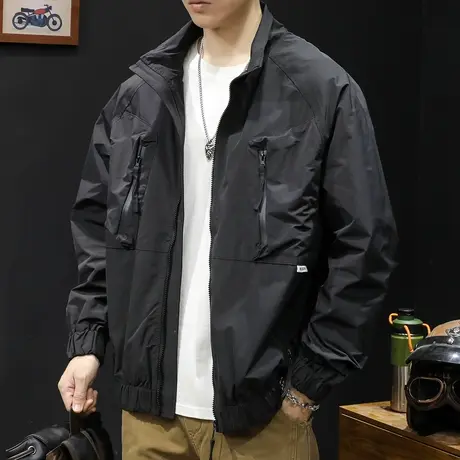 美式休闲外套男春秋潮牌大码男士工装夹克秋季2023新款上衣冲锋衣图片