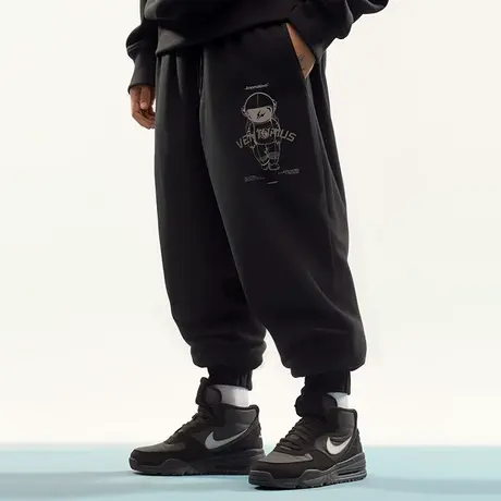 运动裤宽松加肥加大码男生潮牌卫裤九分长裤胖人束脚裤春秋冬加绒商品大图