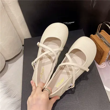 玛丽珍鞋2023年夏季新款浅口平底晚晚风温柔四季仙女单鞋女豆豆鞋图片