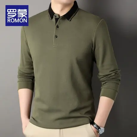 罗蒙男士长袖Polo衫春秋季新款商务休闲纯棉带翻领T恤男装上衣服图片