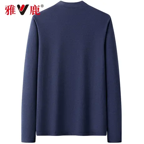 长袖t恤男秋季圆领薄款品牌宽松休闲中青年男装加绒保暖打底上衣图片