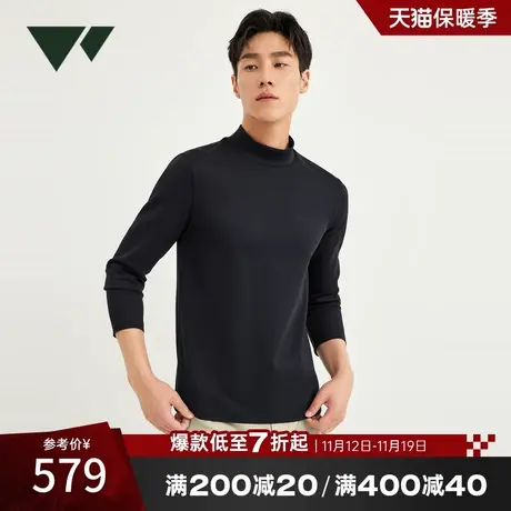 七匹狼小高领长袖T恤2023秋季新款潮流时尚休闲套头圆领长款男士商品大图