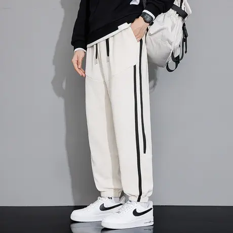 束脚卫裤男春秋季新款宽松阔腿运动裤男生潮牌百搭条纹休闲长裤子商品大图