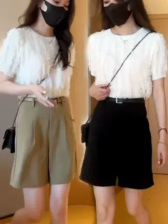 短裤女夏季阔腿工装裤2023新款高腰百塔宽松五分裤垂感休闲裤子潮商品大图