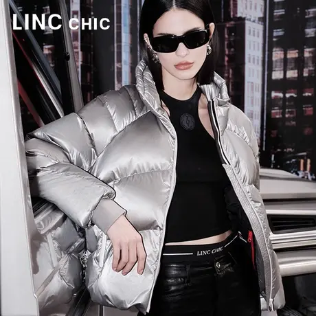 【赵小棠明星同款】LINCCHIC金羽杰2023秋冬新款短款面包羽绒服女商品大图