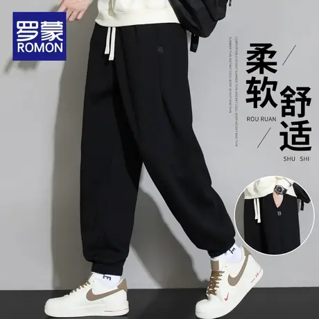 罗蒙男士休闲裤2025新款春秋季束脚九分裤子潮牌宽松工装运动卫裤商品大图