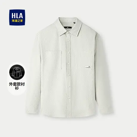 HLA/海澜之家外套款长袖休闲衬衫2025春夏新款宽松时尚长衬男商品大图