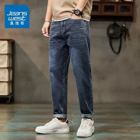 KZ真维斯复古牛仔裤男士九分潮牌痞帅9分裤子休闲春秋季2025新款商品大图