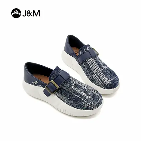 J&M/快乐玛丽女鞋2025新款秋季亮片闪闪一脚蹬休闲轻便厚底乐福鞋商品大图