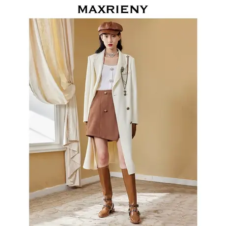 MAXRIENY麦斯芮妮军旅风直身毛呢大衣秋装风衣女图片