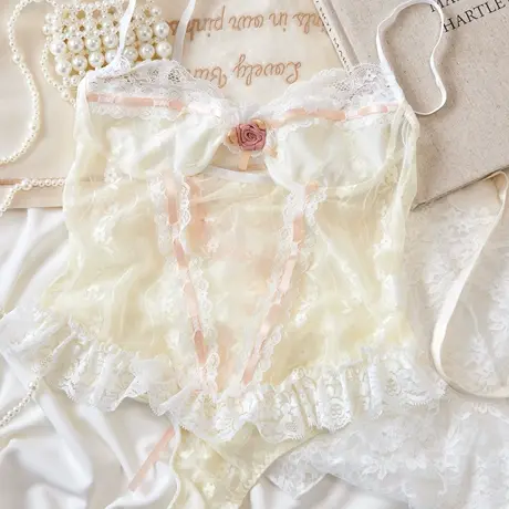 浪漫古董* 纯欲复古法式花朵蕾丝性感连体内衣 chao美！商品大图