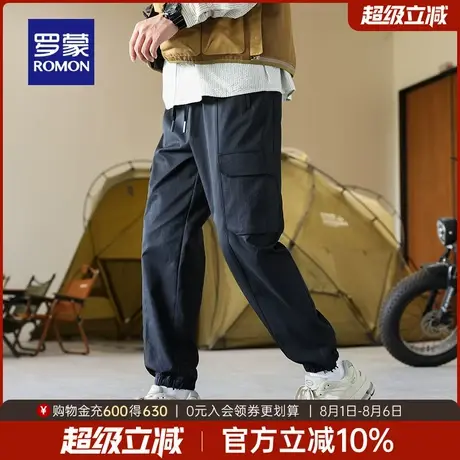 罗蒙男士时尚百搭休闲长裤2025秋季新款户外工装直筒裤抽绳束脚裤商品大图
