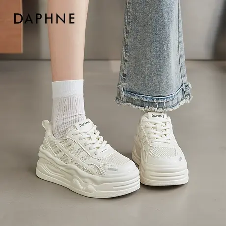 达芙妮厚底板鞋女2025新款秋季网面休闲百搭小白鞋软底增高运动鞋商品大图