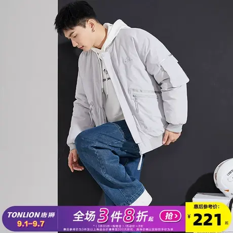 唐狮2024冬季新款棉衣男无领短款潮流工装外套保暖休闲青少年棉服商品大图