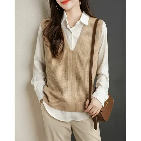 针织衫马甲女毛衣背心春秋坎肩内搭马夹2023新款宽松外穿无袖上衣图片