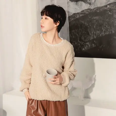 桔熊秋冬季休闲温暖熊宝宝绒毛茸茸宽松长袖卫衣少女大码AB16677图片