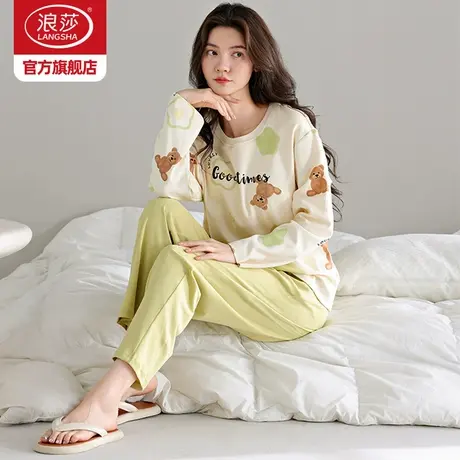 浪莎睡衣女秋冬2026新款纯棉长袖大码卡通可爱可外穿家居服套装BY图片
