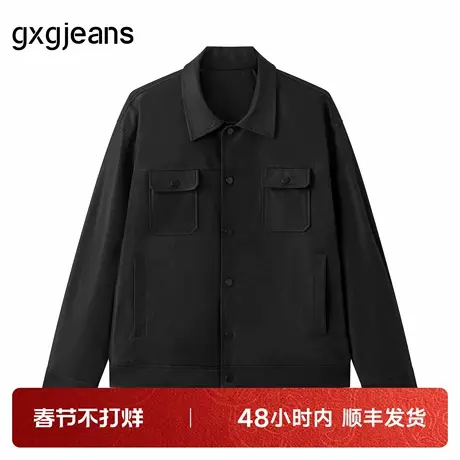 gxg.jeans男装  黑色口袋设计简约休闲翻领夹克外套男 25冬新品商品大图