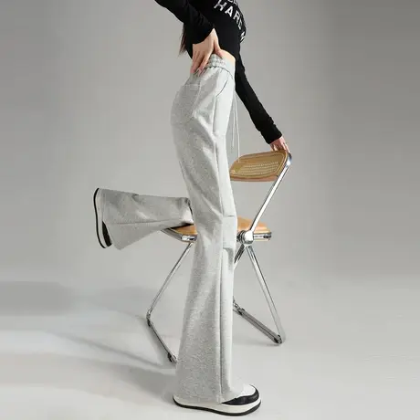 唐狮春秋新款女休闲裤宽松直筒阔腿裤显瘦百搭黑工装长裤 TD图片