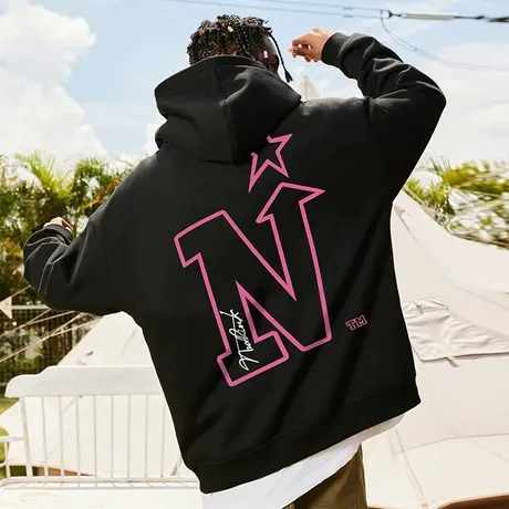 Nuthink美式潮流字母连帽卫衣潮牌男潮高街宽松加绒冬季情侣外套商品大图