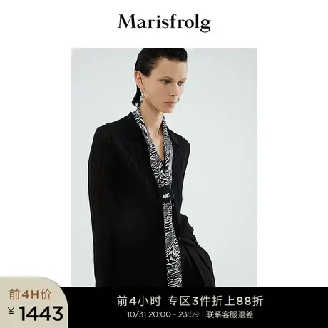 【商场同款】玛丝菲尔春毛针织衫女棉质开衫黑色长袖长款图片