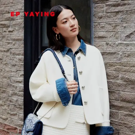 EP雅莹女装 纯美利奴羊毛廓形短款小香风外套 2023秋装新款1239A图片