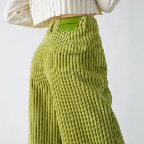 灯芯绒阔腿裤女高腰秋冬2023新款爆款彩色雪尼尔裤子休闲条绒女裤图片