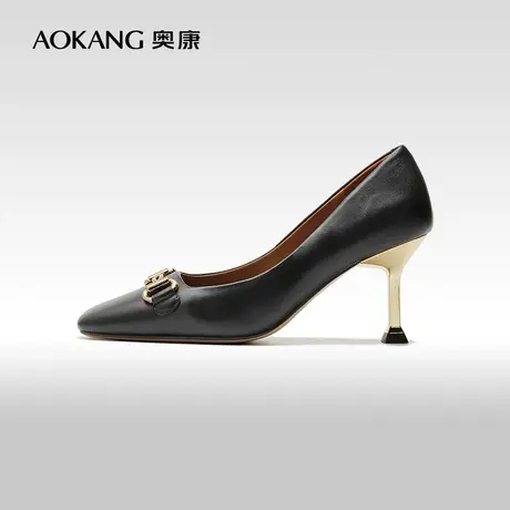 【门店发货】奥康女鞋 春秋季通勤单鞋优雅气质时尚细跟高跟鞋潮商品大图