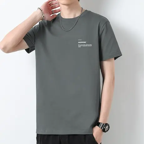 重磅纯棉短袖t恤男夏季液氨长绒棉潮流宽松半袖圆领上衣服体恤衫商品大图