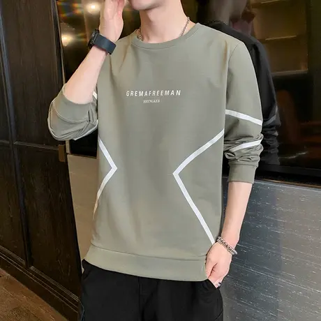 卫衣男士春秋款潮牌2023新款美式圆领青少年秋装长袖t恤学生衣服商品大图