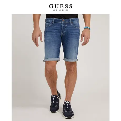 GUESS 新品男士直筒宽松休闲牛仔短裤五分裤裤子-M2GD01D4GV5图片