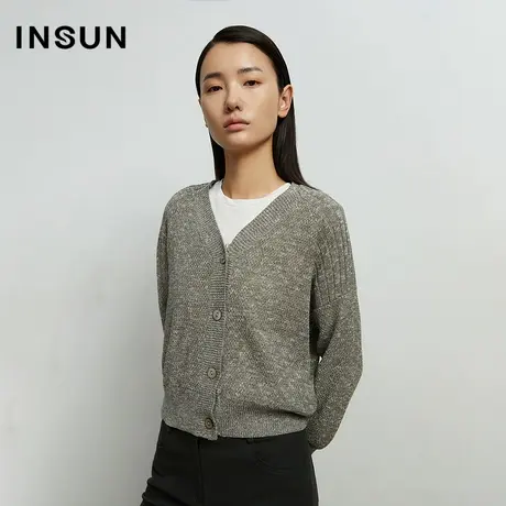 恩裳奥莱冬季宽松银灰开衫毛针织衫商品大图