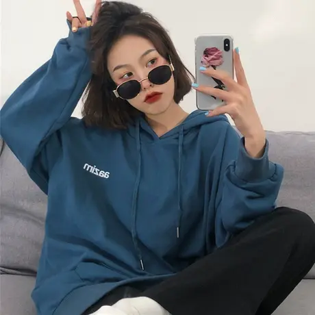 日系古着vetiver卫衣女春秋薄款宽松韩版ins上衣bf慵懒风初秋外套图片