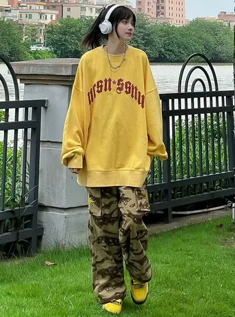 卫衣女秋季薄款宽松oversize小众高街潮牌ins美式复古hiphop外套商品大图