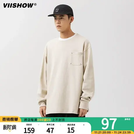 VIISHOWCityboy日系圆弧下摆宽松长袖T恤男春秋潮牌情侣打底衫图片