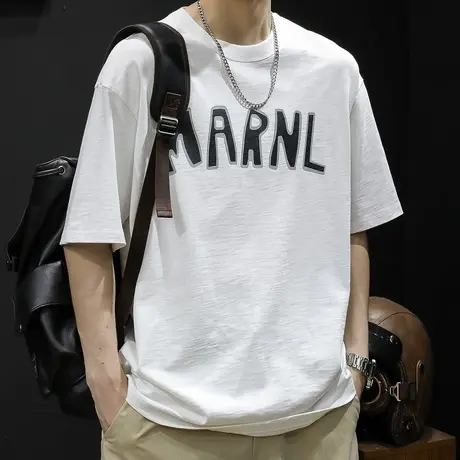 重磅300g短袖t恤男士夏季宽松男装大码潮牌2024新款白色体恤男款商品大图